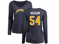 Nike Melvin Ingram Navy Blue Name & Number Logo Women's - NFL Los Angeles Chargers #54 Long Sleeve T-Shirt