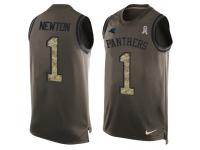Nike Men NFL Carolina Panthers #1 Cam Newton Olive Salute To Service Tank Top