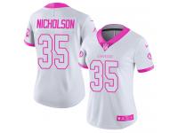 Nike Montae Nicholson Limited White Pink Women's Jersey - NFL Washington Redskins #35 Rush Fashion