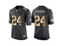 Nike Oakland Raiders #24 Charles Woodson Anthracite 2016 Christmas Gold Men's NFL Limited Salute to Service Jersey