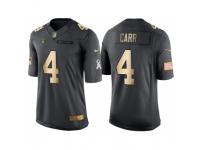 Nike Oakland Raiders #4 Derek Carr Anthracite 2016 Christmas Day Gold Men's NFL Limited Salute to Service Jersey