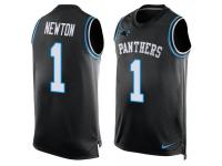 Nike Panthers #1 Cam Newton Black Team Color Men Stitched NFL Tank Top