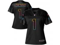 Nike Panthers #1 Cam Newton Black Women NFL Fashion Game Jersey