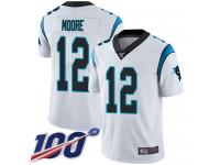 Nike Panthers #12 DJ Moore White Men's Stitched NFL 100th Season Vapor Limited Jersey