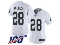 Nike Raiders #28 Josh Jacobs White Women's Stitched NFL 100th Season Vapor Limited Jersey