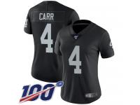 Nike Raiders #4 Derek Carr Black Team Color Women's Stitched NFL 100th Season Vapor Limited Jersey