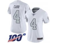 Nike Raiders #4 Derek Carr White Women's Stitched NFL Limited Rush 100th Season Jersey