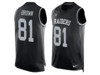 Nike Raiders #81 Tim Brown Black Team Color Men Stitched NFL Tank Top