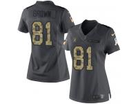 Nike Raiders #81 Tim Brown Black Women Stitched NFL Limited 2016 Salute to Service Jersey