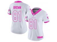 Nike Raiders #81 Tim Brown White Pink Women Stitched NFL Limited Rush Fashion Jersey