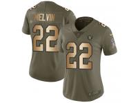 Nike Rashaan Melvin Limited Olive Gold Women's Jersey - NFL Oakland Raiders #22 2017 Salute to Service