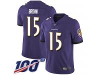 Nike Ravens #15 Marquise Brown Purple Team Color Men's Stitched NFL 100th Season Vapor Limited Jersey