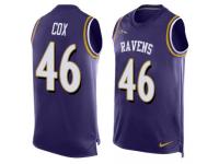 Nike Ravens #46 Morgan Cox Purple Team Color Men Stitched NFL Tank Top