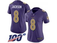 Nike Ravens #8 Lamar Jackson Purple Women's Stitched NFL Limited Rush 100th Season Jersey