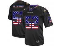 Nike Ray Lewis Elite Black Men's Jersey - NFL Baltimore Ravens #52 USA Flag Fashion