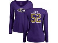 Nike Ray Lewis Purple Name & Number Logo Women's - NFL Baltimore Ravens #52 Long Sleeve T-Shirt