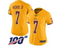 Nike Redskins #7 Dwayne Haskins Jr Gold Women's Stitched NFL Limited Rush 100th Season Jersey