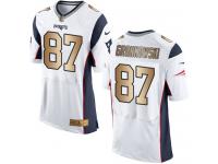 Nike Rob Gronkowski Elite White Gold Road Men's Jersey - NFL New England Patriots #87