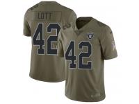 Nike Ronnie Lott Limited Olive Men's Jersey - NFL Oakland Raiders #42 2017 Salute to Service