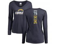 Nike Russell Okung Navy Blue Backer Women's - NFL Los Angeles Chargers #76 Long Sleeve T-Shirt