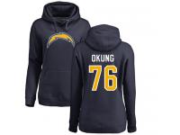 Nike Russell Okung Navy Blue Name & Number Logo Women's - NFL Los Angeles Chargers #76 Pullover Hoodie