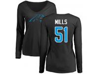 Nike Sam Mills Black Name & Number Logo Slim Fit Women's - NFL Carolina Panthers #51 Long Sleeve T-Shirt