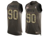 Nike Stefan Charles Green Men's Jersey - NFL Kansas City Chiefs #90 Salute to Service Tank Top