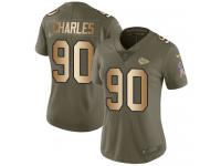 Nike Stefan Charles Limited Olive Gold Women's Jersey - NFL Kansas City Chiefs #90 2017 Salute to Service