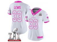 Nike Super Bowl LI 51 Women's Dion Lewis Limited White Pink Jersey - New England Patriots NFL #33