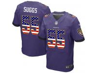 Nike Terrell Suggs Elite Purple Home Men's Jersey - NFL Baltimore Ravens #55 USA Flag Fashion