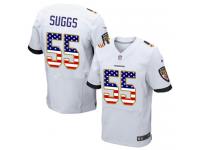 Nike Terrell Suggs Elite White Road Men's Jersey - NFL Baltimore Ravens #55 USA Flag Fashion