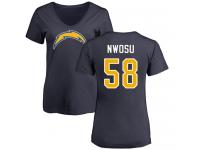 Nike Uchenna Nwosu Navy Blue Name & Number Logo Women's - NFL Los Angeles Chargers #58 T-Shirt