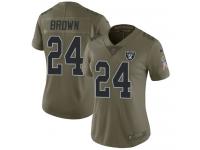 Nike Willie Brown Limited Olive Women's Jersey - NFL Oakland Raiders #24 2017 Salute to Service