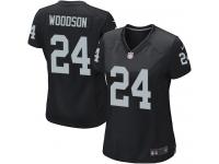 Oakland Raiders Charles Woodson Women's Home Jersey - Black Nike NFL #24 Game