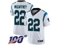 Panthers #22 Christian McCaffrey White Men's Stitched Football 100th Season Vapor Limited Jersey