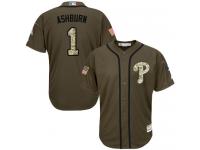 Phillies #1 Richie Ashburn Green Salute to Service Stitched Baseball Jersey