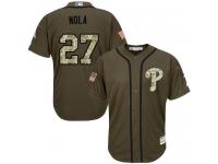 Phillies #27 Aaron Nola Green Salute to Service Stitched Baseball Jersey
