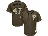 Phillies #47 Larry Andersen Green Salute to Service Stitched Baseball Jersey