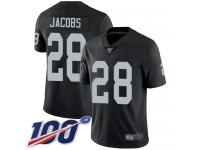 Raiders #28 Josh Jacobs Black Team Color Men's Stitched Football 100th Season Vapor Limited Jersey