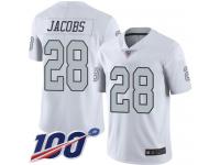 Raiders #28 Josh Jacobs White Men's Stitched Football Limited Rush 100th Season Jersey