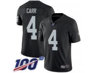 Raiders #4 Derek Carr Black Team Color Men's Stitched Football 100th Season Vapor Limited Jersey