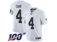 Raiders #4 Derek Carr White Men's Stitched Football 100th Season Vapor Limited Jersey