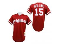 Red 1991 Throwback Dave Hollins Men #15 Mitchell And Ness MLB Philadelphia Phillies Jersey