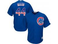 Royal Blue Anthony Rizzo Men #44 Majestic MLB Chicago Cubs USA Flag Fashion Jersey