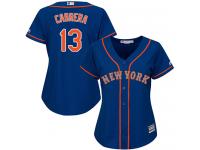 Royal Blue Authentic Asdrubal Cabrera Women's Jersey #13 Cool Base MLB New York Mets Majestic Alternate Road