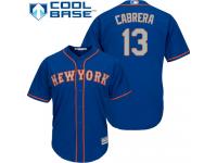 Royal Blue Authentic Asdrubal Cabrera Youth Jersey #13 Cool Base MLB New York Mets Majestic Alternate Road