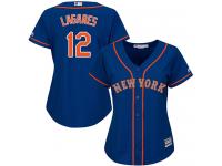 Royal Blue Authentic Juan Lagares Women's Jersey #12 Cool Base MLB New York Mets Majestic Alternate Road