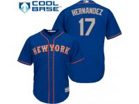 Royal Blue Authentic Keith Hernandez Youth Jersey #17 Cool Base MLB New York Mets Majestic Alternate Road