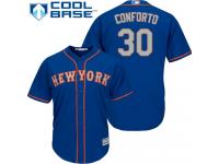 Royal Blue Authentic Michael Conforto Youth Jersey #30 Cool Base MLB New York Mets Majestic Alternate Road