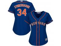 Royal Blue Authentic Noah Syndergaard Women's Jersey #34 Cool Base MLB New York Mets Majestic Alternate Road